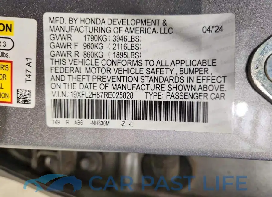 19XFL2H87RE025828# 12