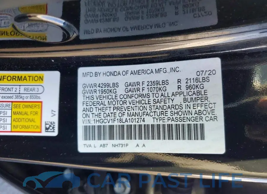 1HGCV1F18LA101274# 12