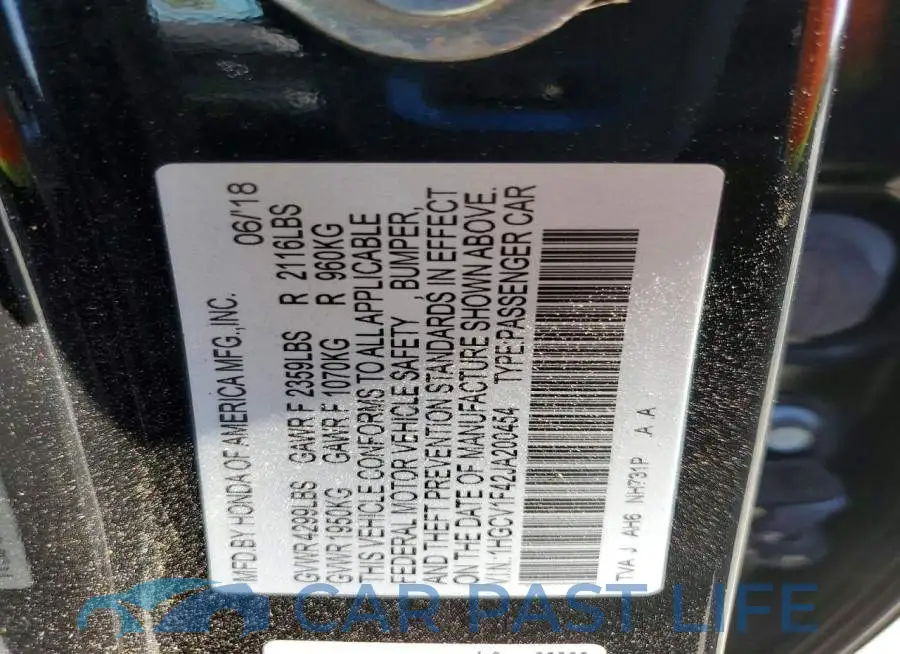 1HGCV1F42JA200454# 12