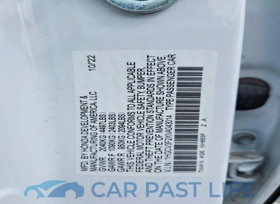 1HGCV3F2XNA043014# 12