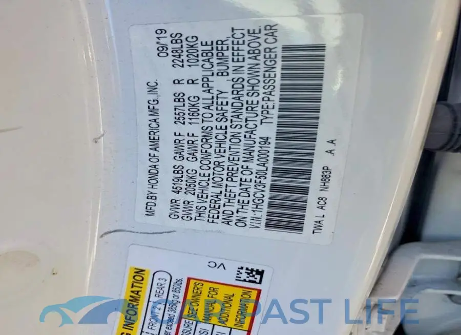1HGCV3F50LA000194# 12