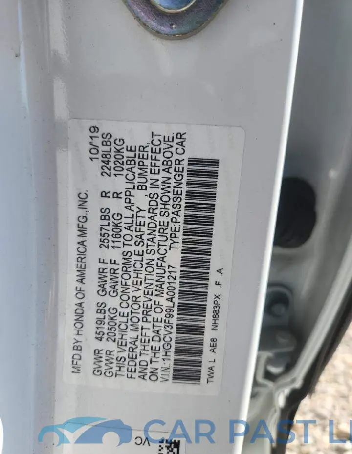 1HGCV3F99LA001217# 12