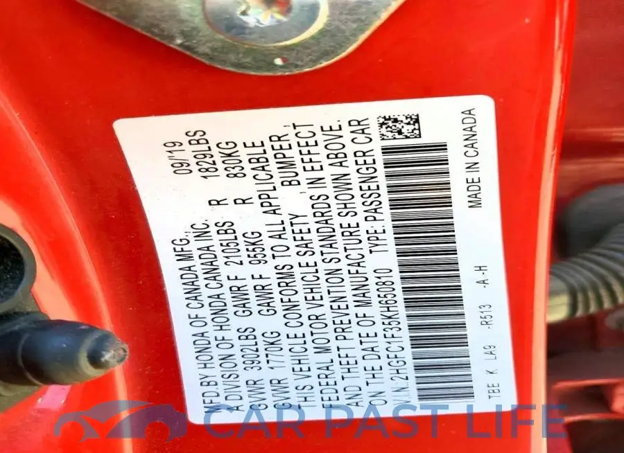 2HGFC1F35KH650810# 12