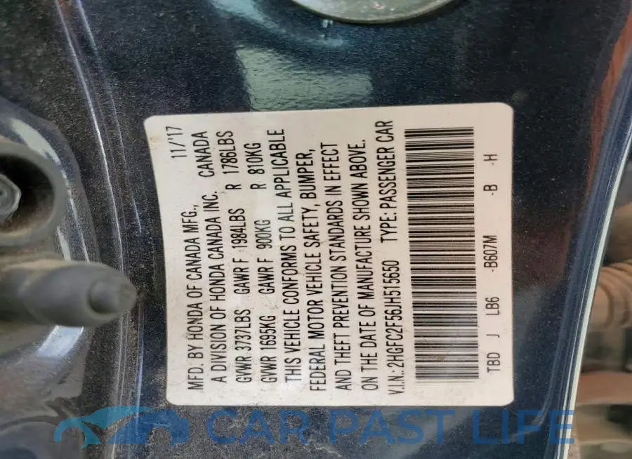 2HGFC2F56JH515650# 12