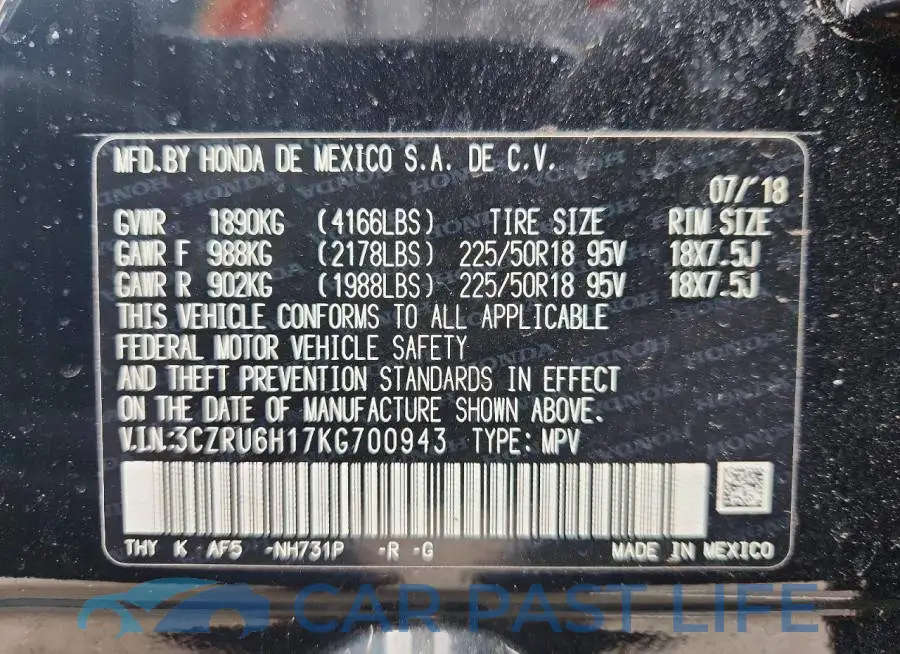3CZRU6H17KG700943# 13