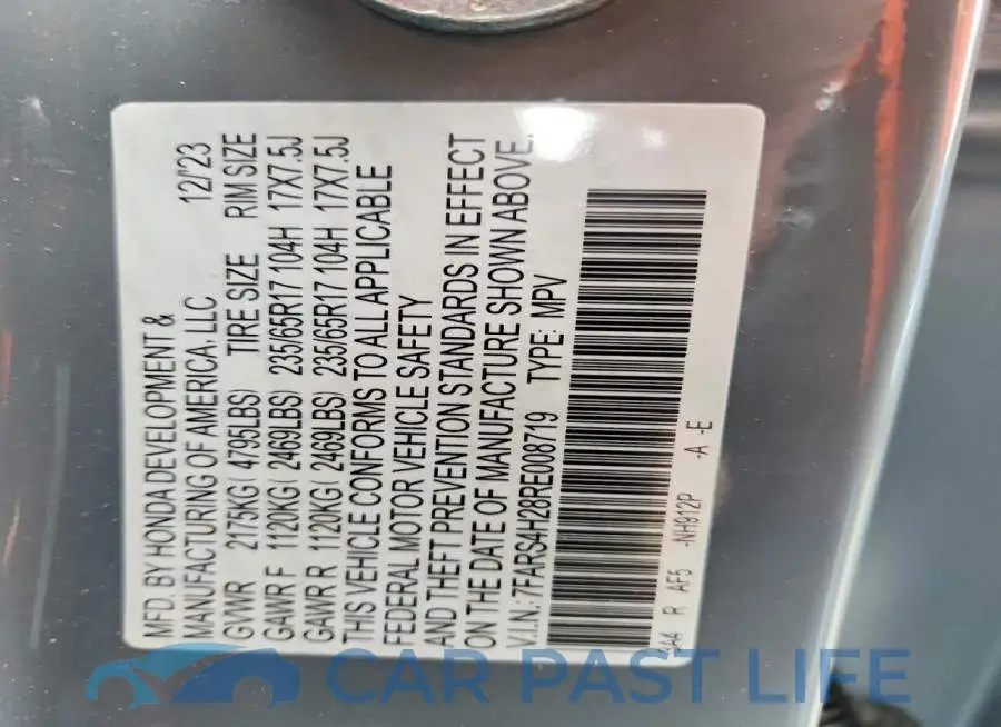7FARS4H28RE008719# 13