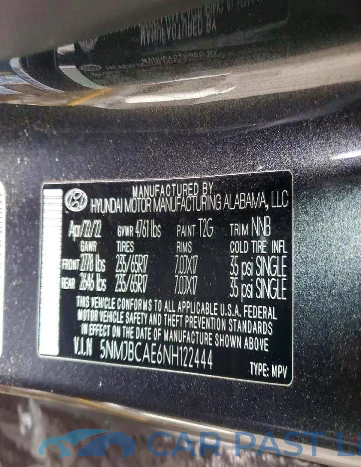 5NMJBCAE6NH122444# 14