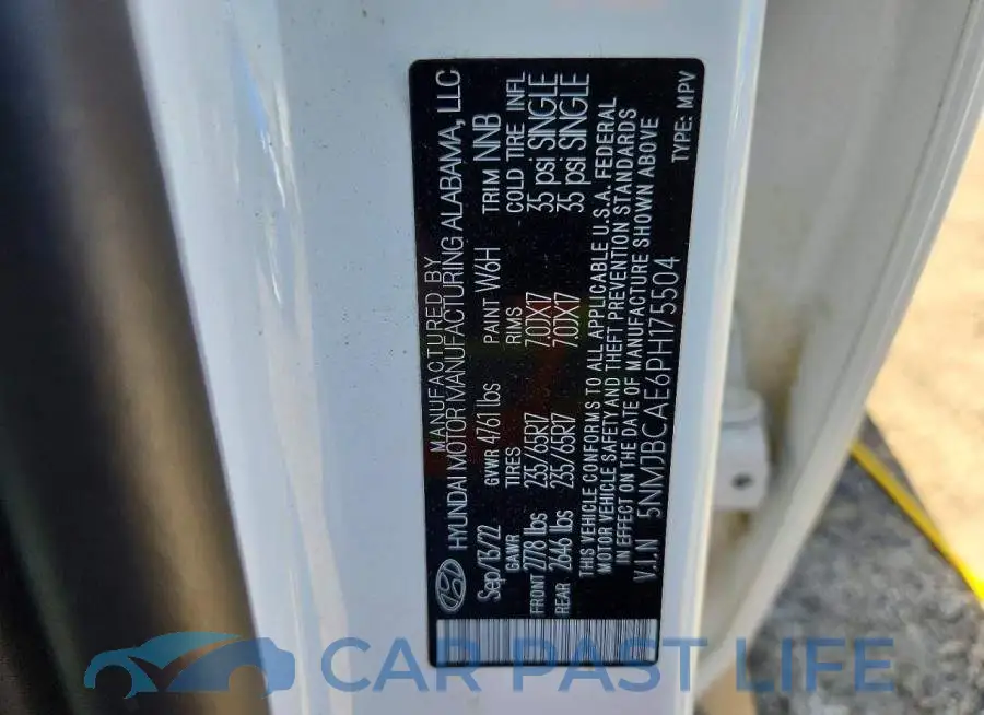 5NMJBCAE6PH175504# 13