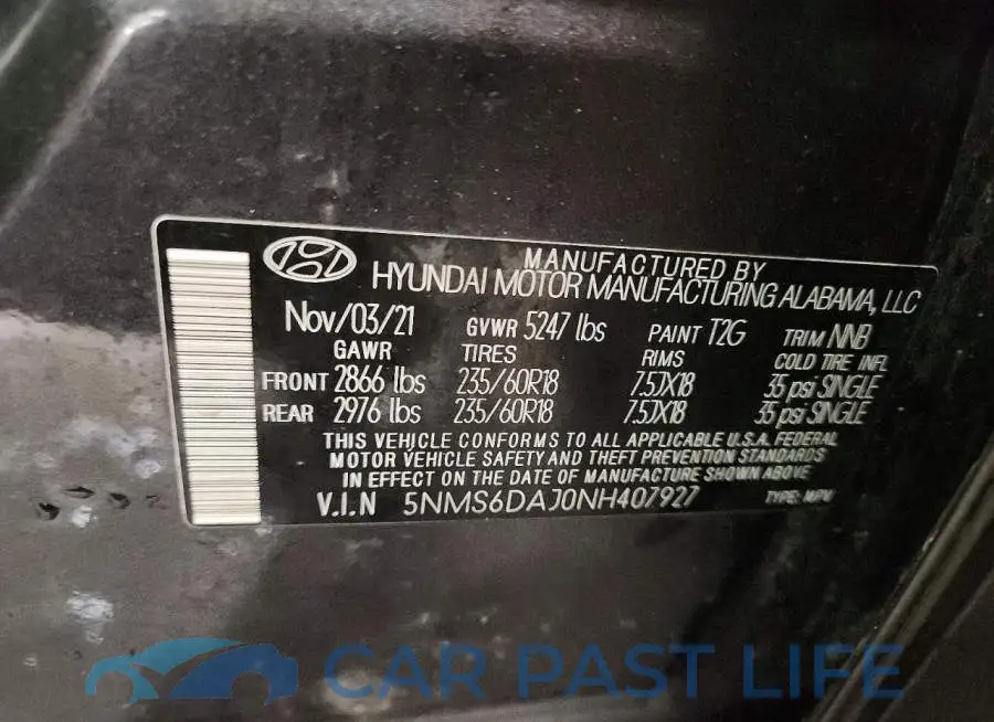 5NMS6DAJ0NH407927# 14