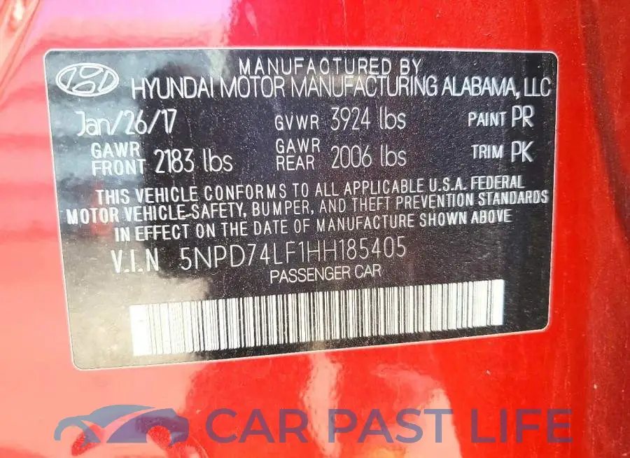 5NPD74LF1HH185405# 12