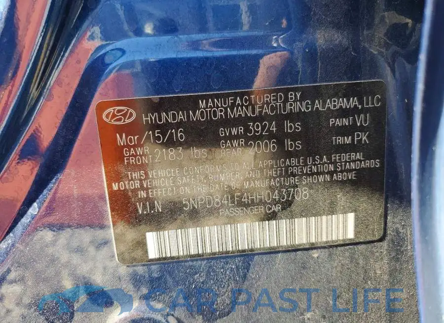 5NPD84LF4HH043708# 12
