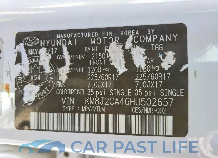 KM8J2CA46HU502657# 13