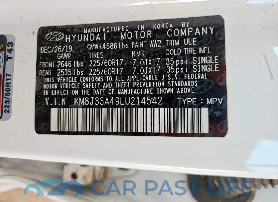 KM8J33A49LU214542# 13