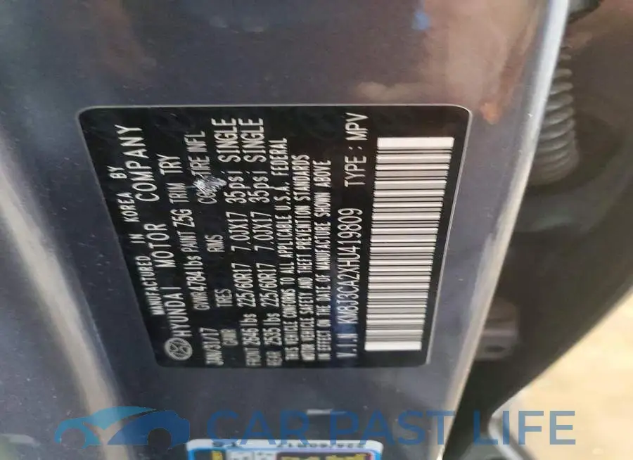 KM8J3CA2XHU419809# 14