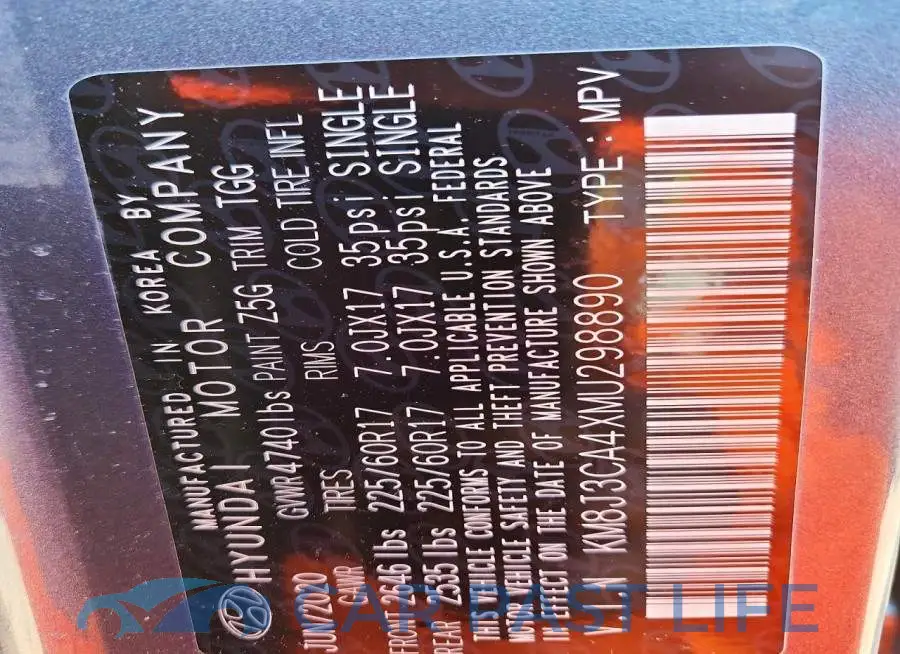 KM8J3CA4XMU298890# 14