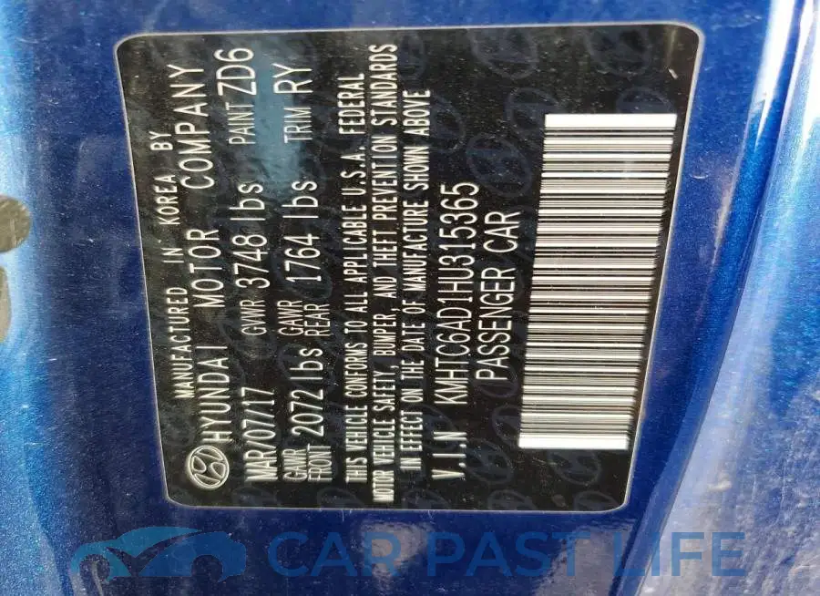 KMHTC6AD1HU315365# 12