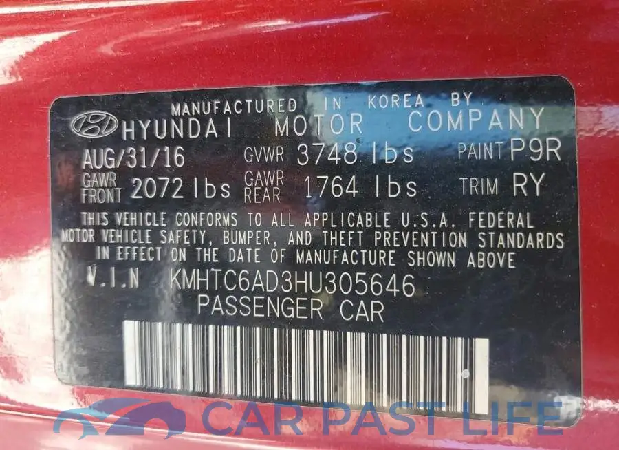 KMHTC6AD3HU305646# 13