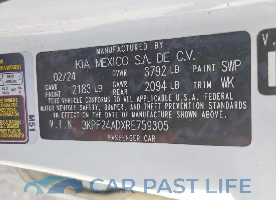 3KPF24ADXRE759305# 12
