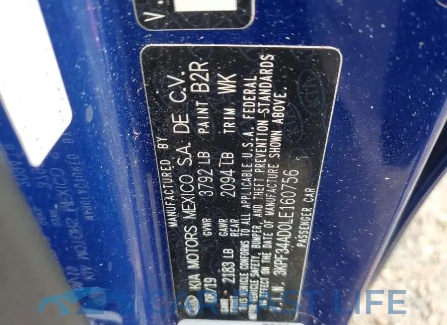 3KPF34AD0LE160756# 12