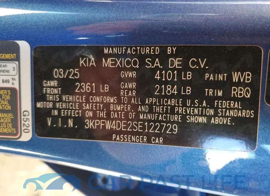 3KPFW4DE2SE122729# 12