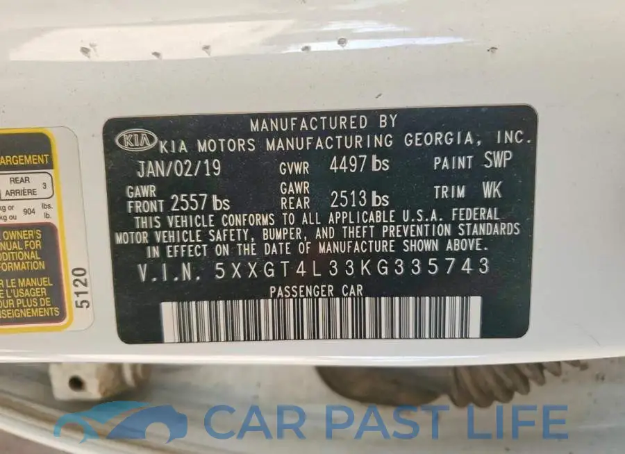 5XXGT4L33KG335743# 12