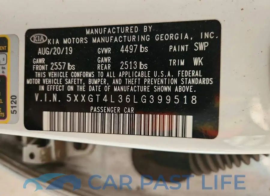 5XXGT4L36LG399518# 12