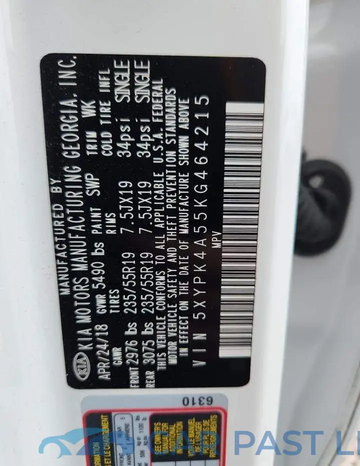 5XYPK4A55KG464215# 14