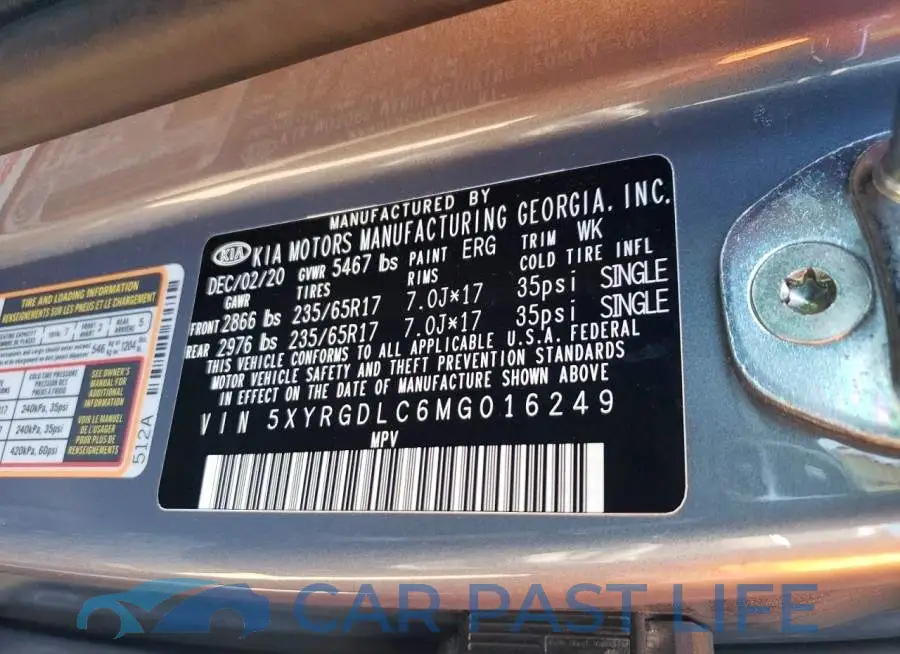5XYRGDLC6MG016249# 13