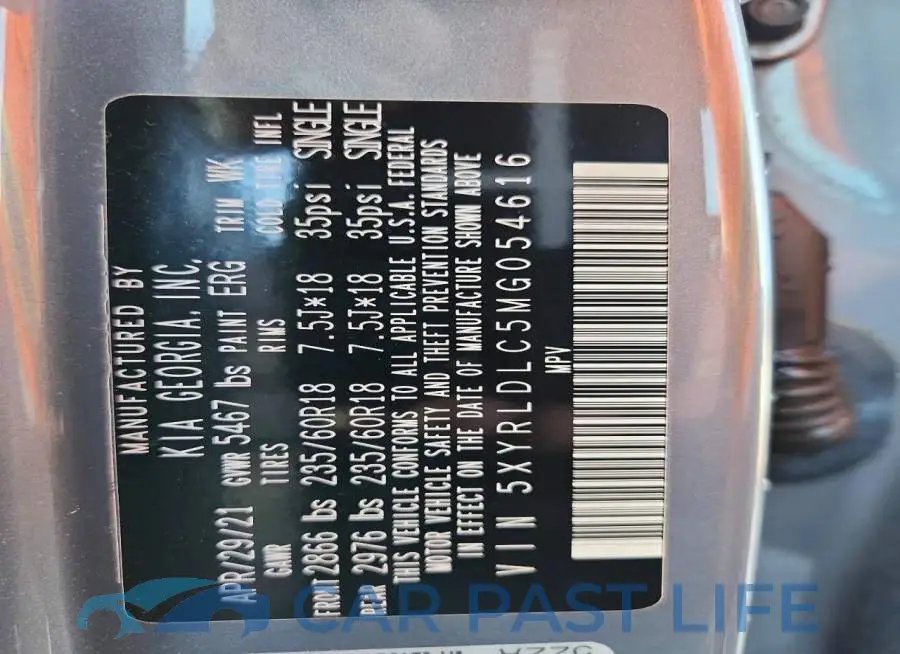 5XYRLDLC5MG054616# 13