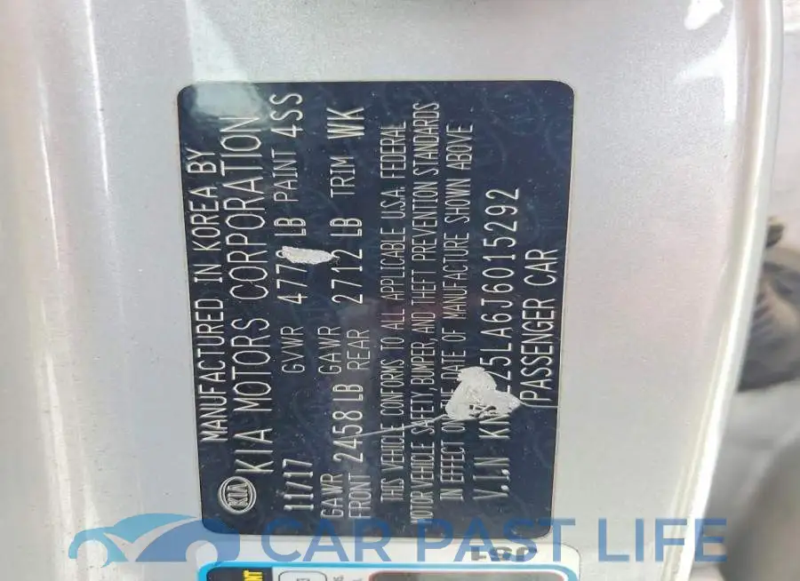 KNAE25LA6J6015292# 12