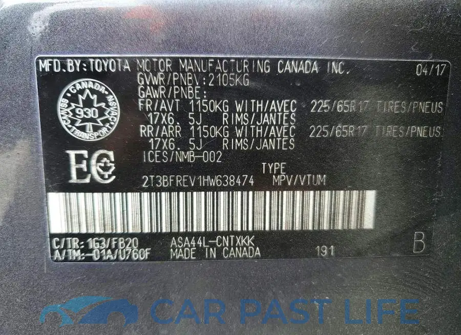 2T3BFREV1HW638474# 14