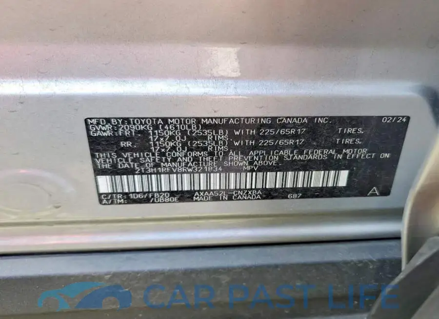 2T3H1RFV8RW321834# 14