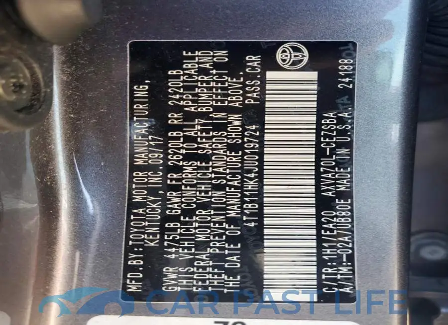 4T1B11HK4JU019724# 12