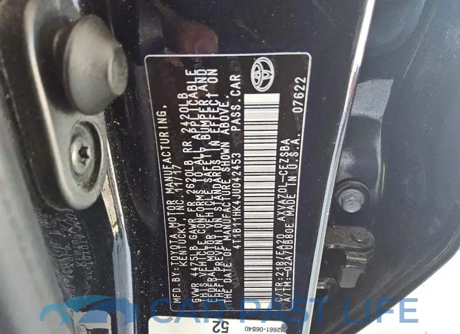 4T1B11HK4JU042453# 12