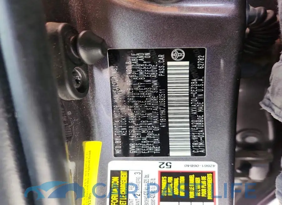 4T1B11HK7JU582511# 12