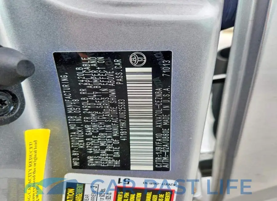 4T1B11HK7JU625583# 12