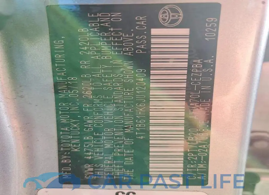 4T1B61HK6JU120409# 12