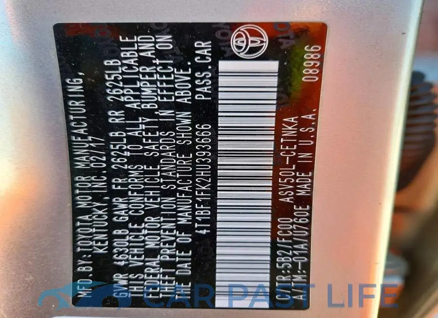 4T1BF1FK2HU393666# 13