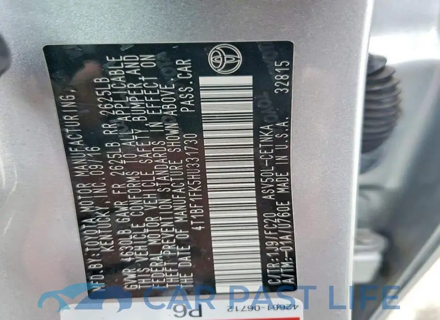 4T1BF1FK5HU331730# 12