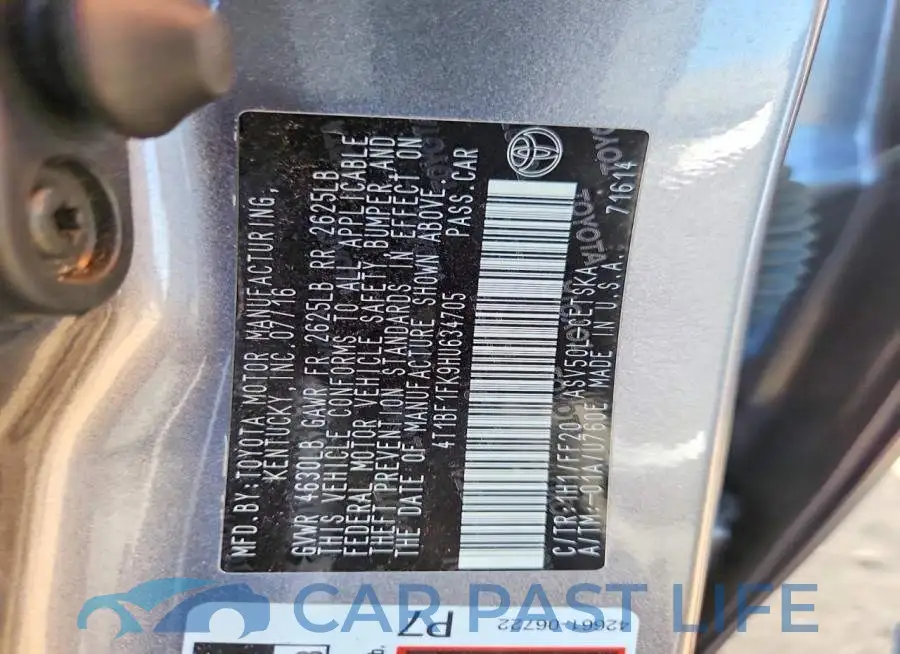 4T1BF1FK9HU634705# 12