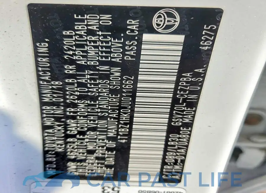4T1BZ1HK0JU011662# 12