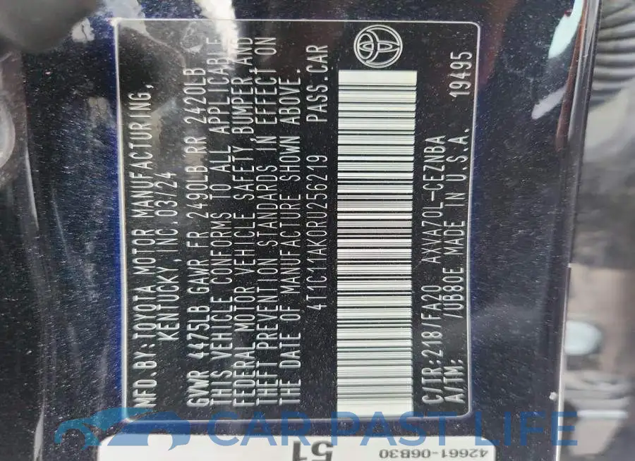 4T1C11AK0RU256219# 13