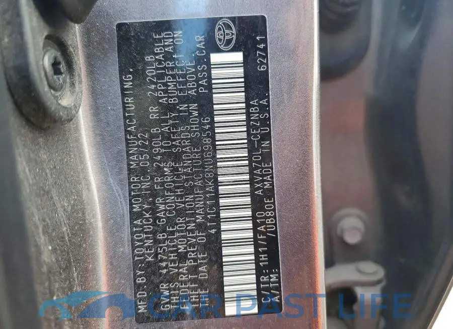 4T1C11AK8NU698546# 13