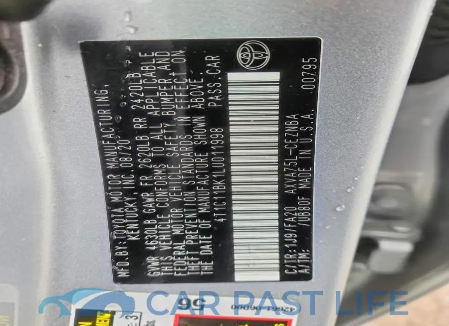 4T1C11BK1LU011998# 12
