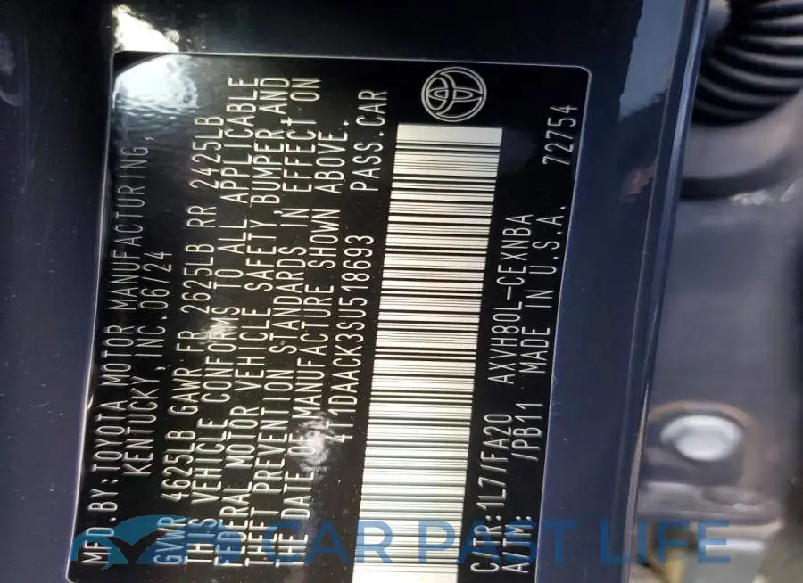 4T1DAACK3SU518693# 12