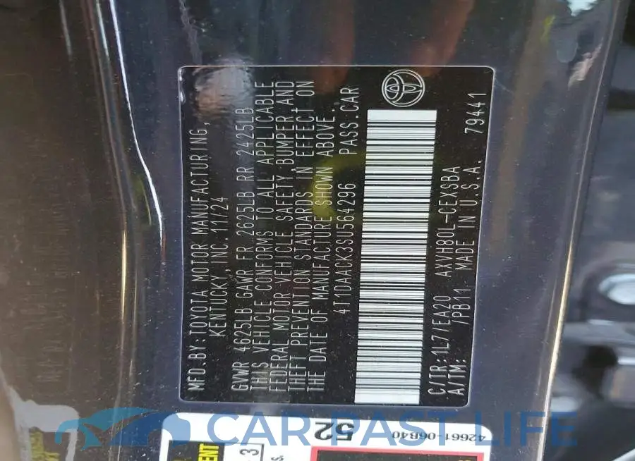 4T1DAACK3SU564296# 12