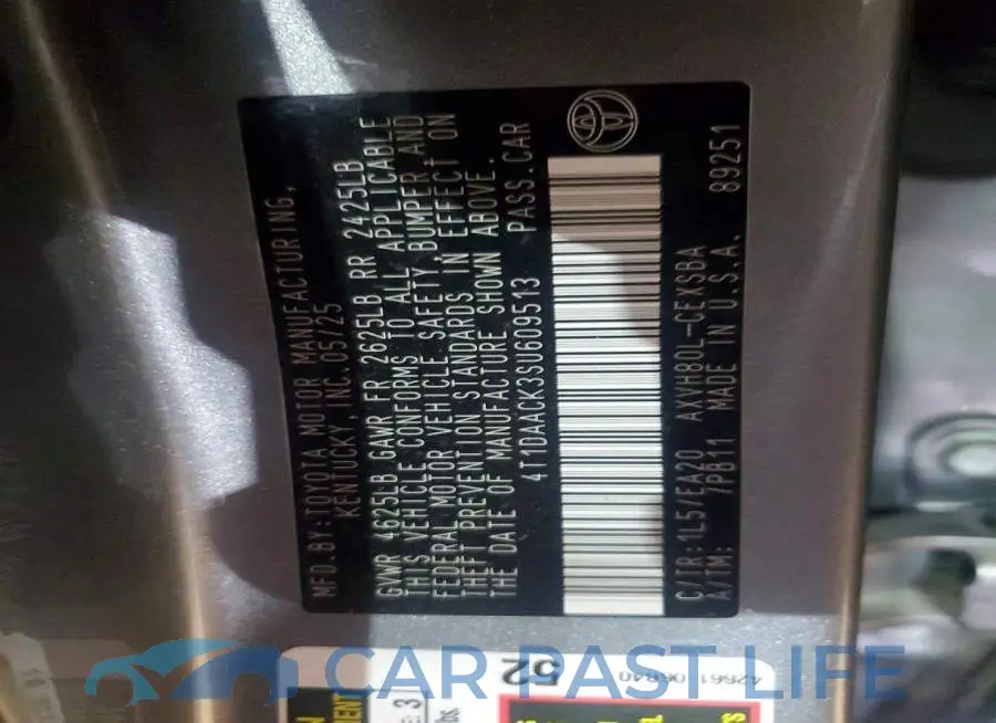4T1DAACK3SU609513# 12