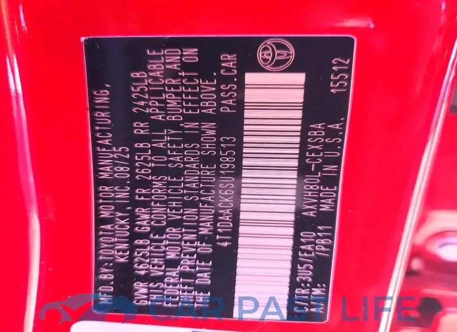 4T1DAACK6SU198513# 12