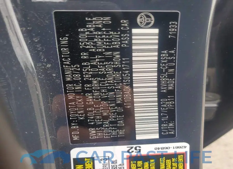 4T1DBADK1SU541711# 12