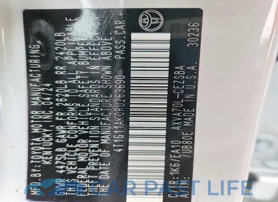 4T1G11AK0RU263690# 12